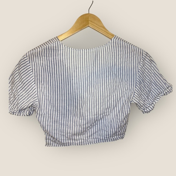 All Saints | Alana Striped Twisted Crop | Size 4 | White/Blue - Picture 12 of 12